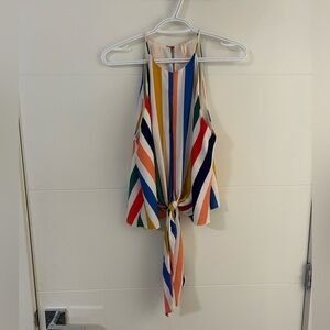 Striped tank top with front tie